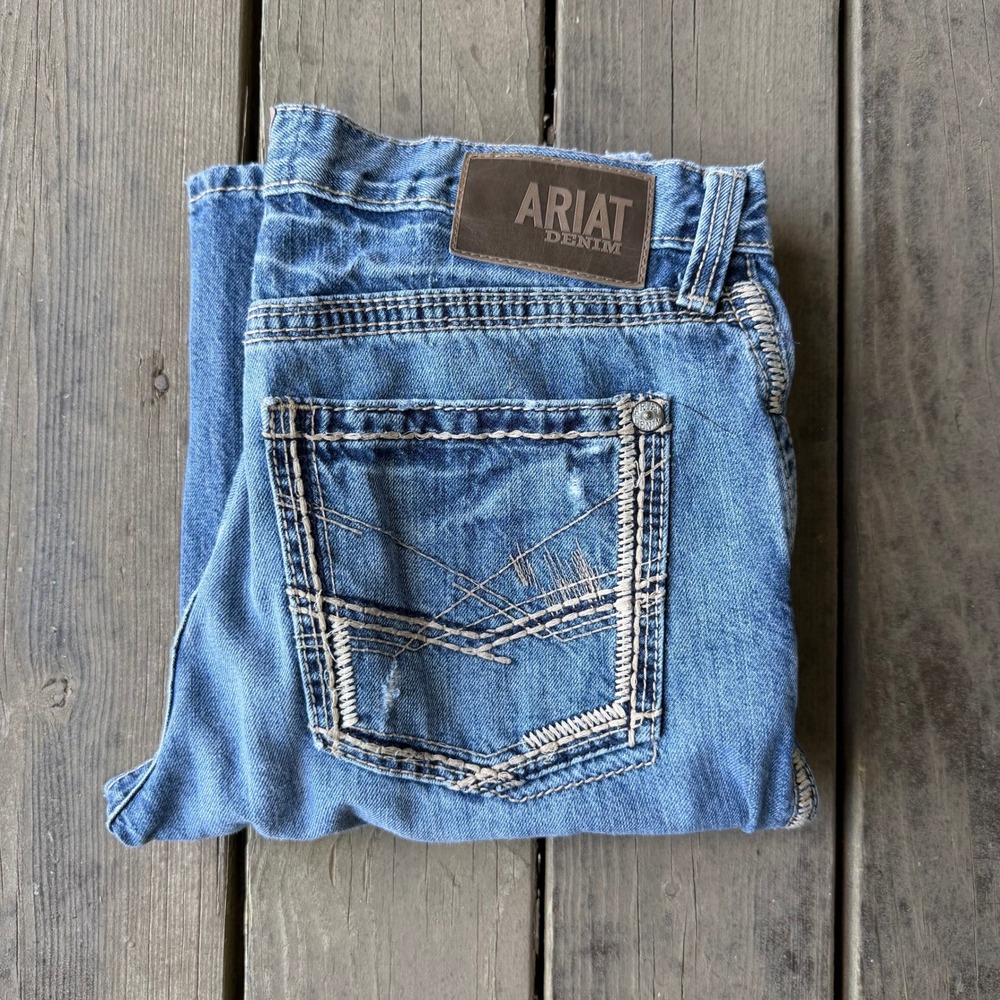 Ariat Denim Mens M-Series Straight Leg Jeans Blue Western Workwear Cowboy 30x30